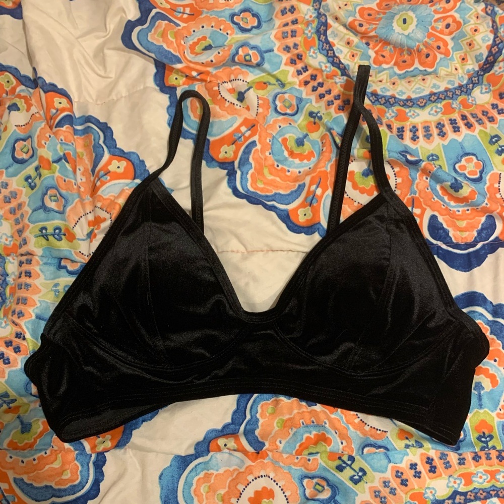 Brand new black velvet bikini top